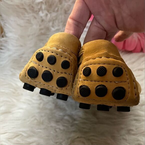 Mercanti Fiorentini Gold Suede Leather Driver Loafers Flats Size 8 M - Picture 4 of 8